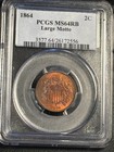 1864 Two Cent Piece Pcgs Ms-64 Rb Large Motto