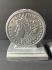 Set Of 2 Us Morgan Silver Dollar Coin Metal Bookends  alloy pewter   Book Ends