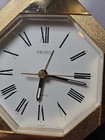 Seiko Octagon Gold Metal Quartz Analog Desk Clock Japan 1 Aa Battery Alarm Vtg