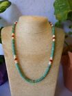 Turquoise   Coral With Silver Heishi Bead Native American Southwestern Necklace