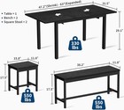 5-piece Extendable Dining Table Set  63 Inch Kitchen Table Easy Assembly black