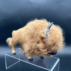 Vintage Western Buffalo Bison Natural Fur   Glass Eyes Figurine Wild Animal 8   
