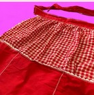 Red white Gingham Cotton Waist Apron  Trimmed  One Size cottagecore  Vintage