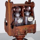 Antique Tantalus Rotating Bar Caddy Cabinet Locks Works 4 Decanter Bottles