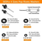 900 Pcs Black Pop Rivets Assortment 3 32inch 1 8inch 5 32inch 3 16inch 