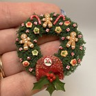 Artisan Made Miniature Polymer Clay Christmas Wreath With Candy And Gingerbread