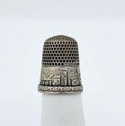 Antique Sterling Silver Simons Brothers Thimble Scenic Houses Trees Sz10  784