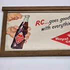 Very Rary Vtg Royal Crown Cola Sign   Rc    Goes Good With Everything  29x12