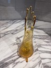 Vintage Mid Century Modern Le Smith 3 Toe Smoothie Gold Vase 12    Tall Art Glass