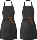 2 Pack Adjustable Bib Apron With 2 Pockets Chef Cooking Kitchen Restaurant Ap   