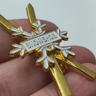 Vintage Snowshoe Ski Enamel Lapel Pin Skiing West Virginia Resort Crossed Skiis