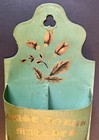 Vintage 1968 Hand Painted Flowers Metal Match Holder Striker Stencilled Green