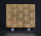 Vintage American Beauty Powder Compact Gold Tone Rectangle Leaf In Square 2 5 8 