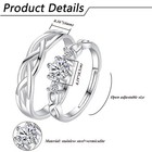 2pc Couple His hers Wedding Ring Engagement Promise Stainless Steel Cz Open Band