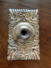 Antique Victorian Brass Push Button Doorbell Plate Ornate 4 5  X 3 