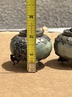 Pair Antique Chinese Hand Made Light Green Jade Censer Incense Burners Inlaid