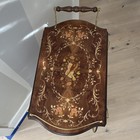 Vintage Italian Marquetry Bar Cart Burl Wood Brass Tea Trolley Made In Italy Exc