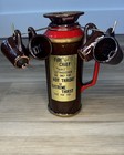 Vintage Fire Chief Thirst Extinguisher Decanter W  6 Mugs Japan Redware Barware