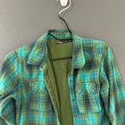 Prana Mens S Green Teal Plaid Organic Cotton Thermal Lined Flannel Snap Shirt