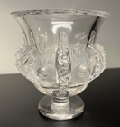 Lalique Dampierre France Dove Sparrow Bird Crystal Vase Signed