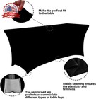Ivapupu 2 Pack 8ft Table Cloth For Rectangular Fitted Events Stretch Black Table