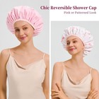 Waterproof Reversible Shower Cap For Women   Large Non-slip Bath Hair Hat
