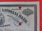 The Tomaston  National Bank Stock Certificate Lot Df 1904 1 Share Maine