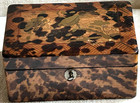 Antique Meiji Period Faux Tortoiseshell Lacquer Box Or Tea Caddy With Lock   Key