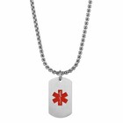 Mens Stainless Steel Medical Alert Dog Tag Pendant Necklace Chain Free Engraving