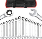 14pcs Ratcheting Wrench Set Metric 6-19mm Fixed Head Wrench Set W  Storage Bag