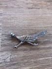 Vintage Native American Navajo Sterling Silver Roadrunner Brooch Turquoise   