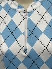 Soneven Women Golf Dress Xl Blue white black Argyle Zip Front Matching Shorts