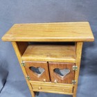 Vtg Oak Wall Shelf Cabinet 20  Heart Cutout Towel Bar Country Farmhouse Decor