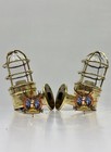 Set Of Two Maritime Brass Wall Lamps     Vintage Ship Salvage Lighting