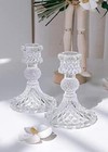 Taper Candle Holders Set Of 2  Clear Glass Candlestick Holder Fit 0 8 Inch  