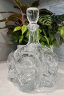 Pottery Barn Figural Skull Glass Decanter Liquor poison Halloween Bar  new