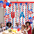 Red White And Blue Balloons Party Decorations With Patriotic Theme Foil Fringe C