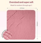 Baby Bath Towels Hooded 100  Muslin Cotton Light Pink Dark Pink 2pk New