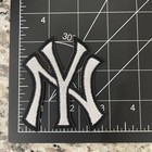 New York Yankees White On Black Patch Embroidered Iron 3 25x3 Inch