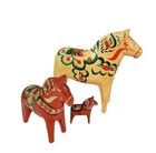 Trio Of Hand Carved Swedish Wood Dala Horses