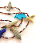 Vtg Zuni Carved Fetish Animal 28  Necklace 15 Animals Various Stones 925 Silver