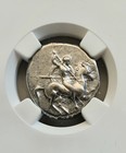 Calabria Taras Horseman Didrachm Ngc Xf Ancient Silver Coin