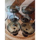 Set Of 6 Handcrafted Recycled Glass Champagne Coupe Cocktail Glasses Smoky Blue