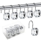 Shower Curtain Hooks  12 Pcs Anti Rust Square Crystal Rhinestones