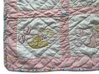 Vintage Hand Quilted Baby Quilt With 9 Embroidered Squares 41    X 39    Pastel Crib