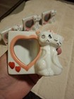 Vintage 1980s White Ceramic Kitty Cat Photo Holders Set Of 4 