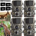 1 2 4pack Hunting Game Trail Camera 12mp 1080p Outdoor Cam Night Vision 32gb