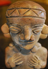 Pair 2 Mexican Pre-columbian Pottery Clay Human Effigy Idol Figures Antique 7 