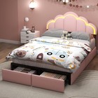 Twin Full Upholstered Bed Frame With Storage Drawer   Headboard For Kids girls
