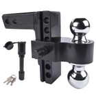 Dual Ball Adjustable Trailer Hitch With Lock  2-inch Receiver  6-inch Drop rise